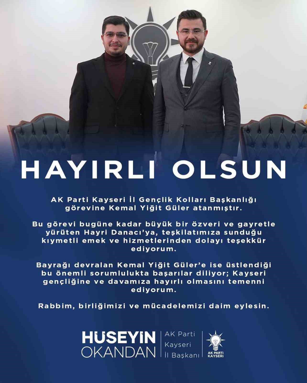 Ak Parti Kayseri İl Gençlik Kolları Başkanı Kemal Yiğit Güler oldu
