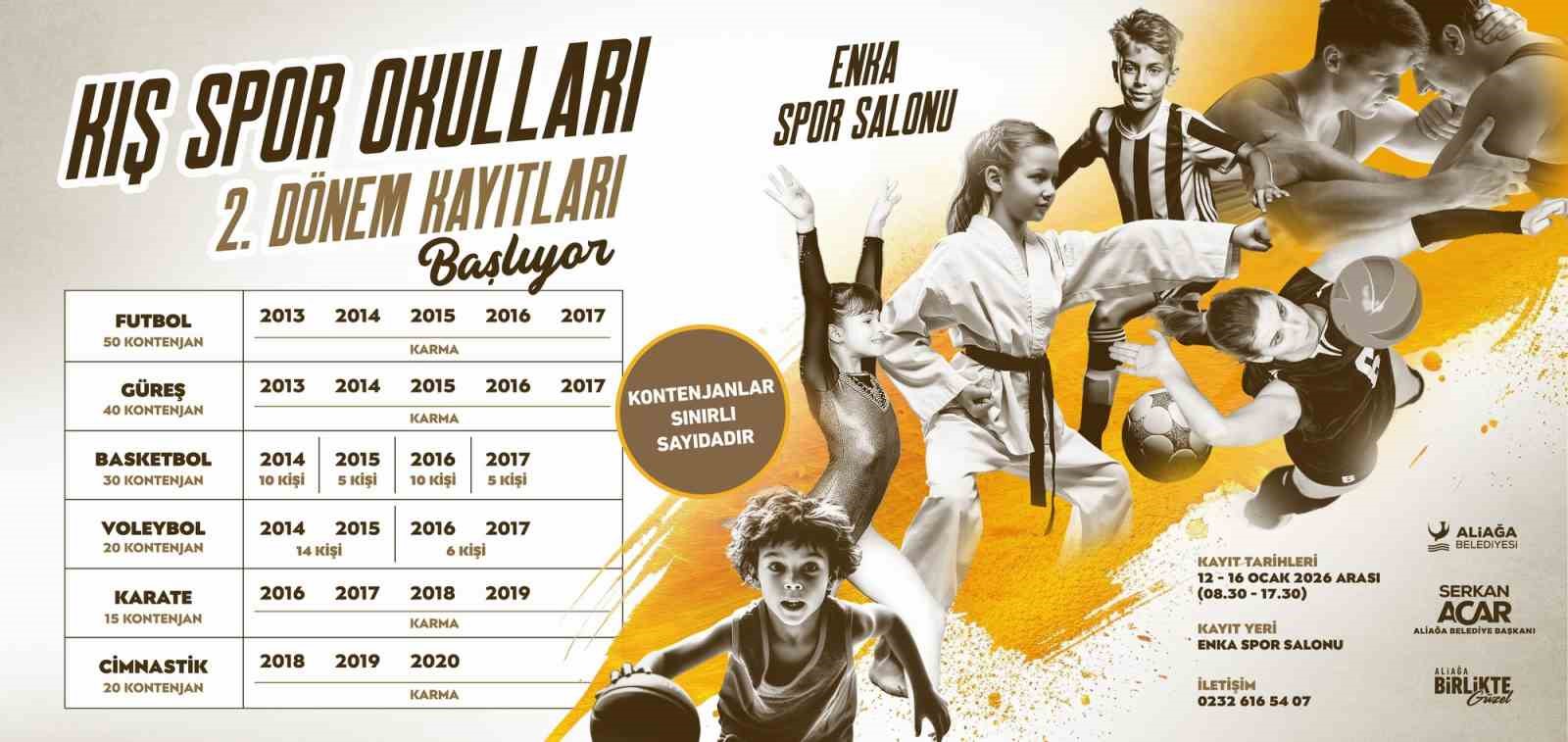 Aliağa’da kış spor okulları 2. dönem kayıtları başlıyor
Aliağa’da kış spor okulları 2. dönem kayıtları başlıyor