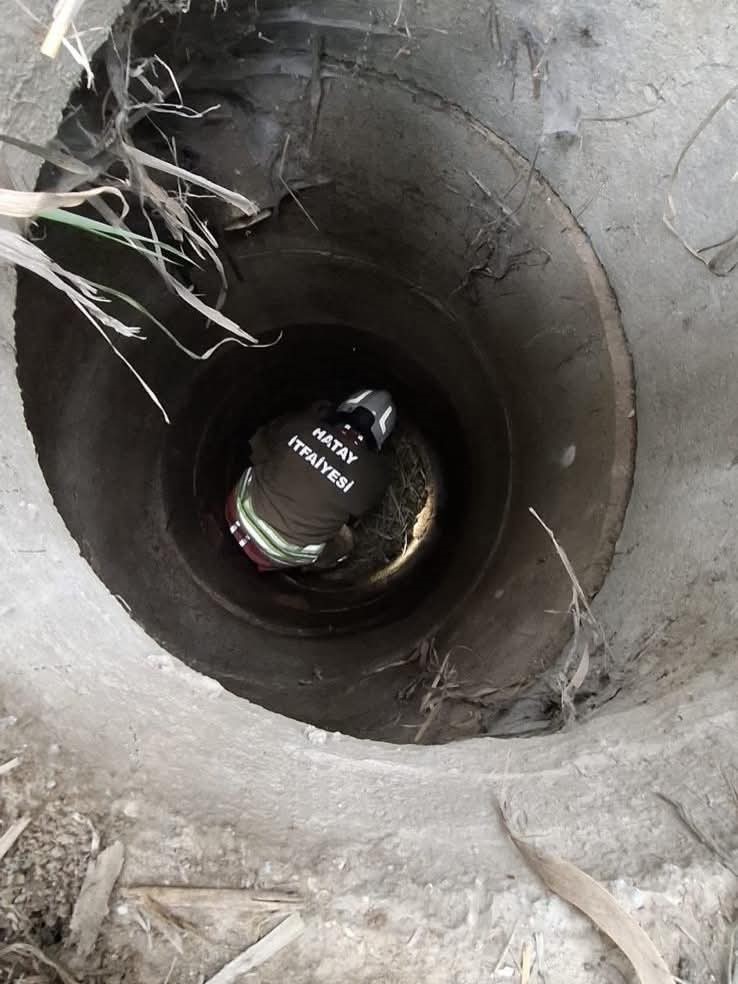 Antakya’da kuyuya düşen köpeği itfaiye kurtardı
