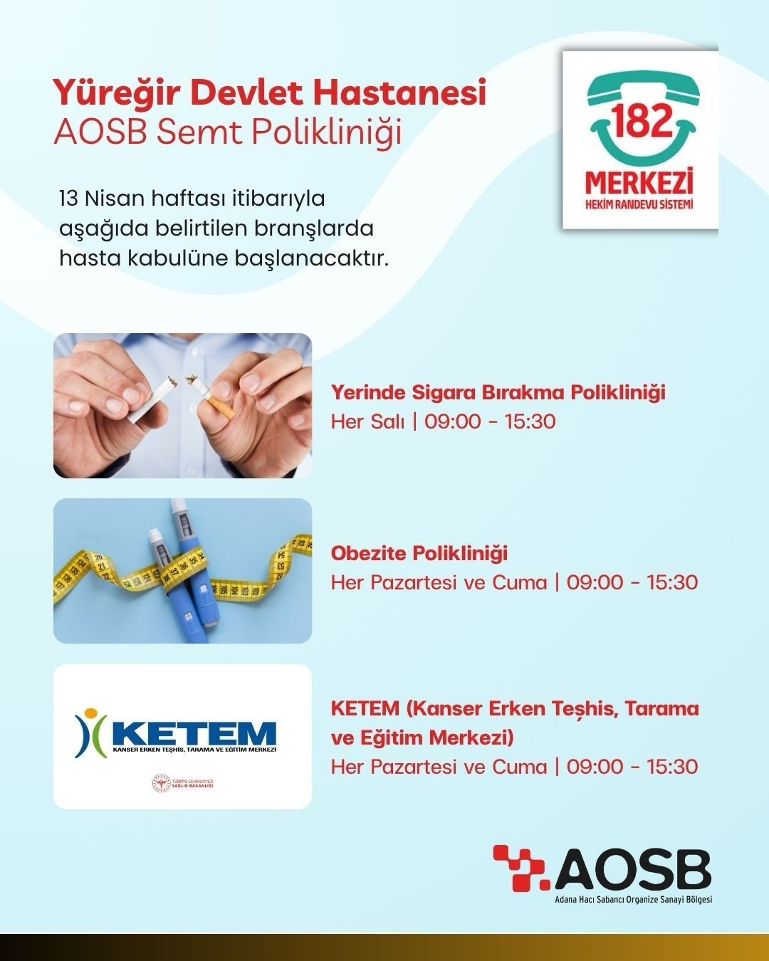 AOSB Semt Polikliniği’nde hizmet yelpazesi genişliyor
