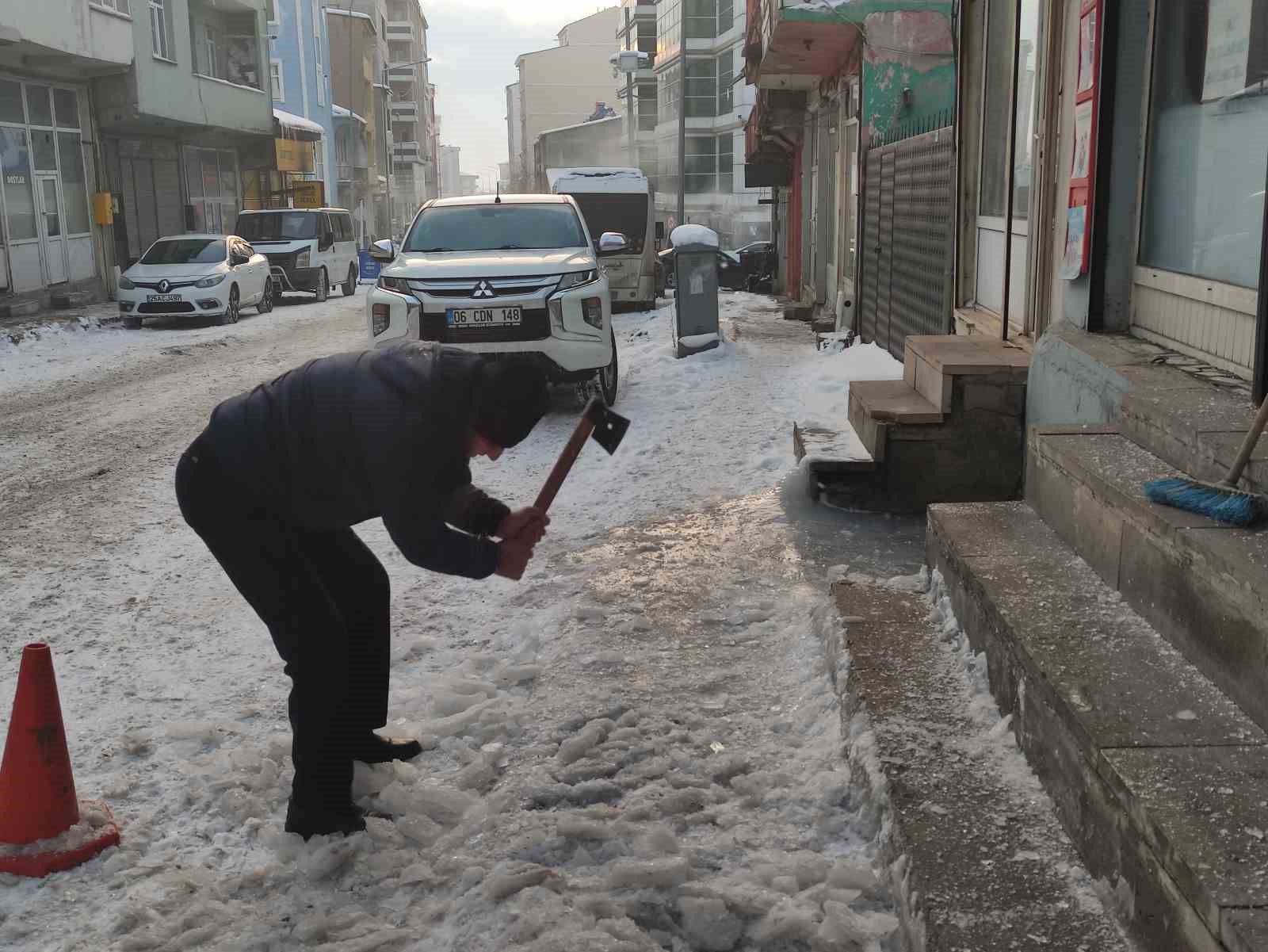 Ardahan’da dondurucu soğuk ağaçları kırağıyla kapladı
