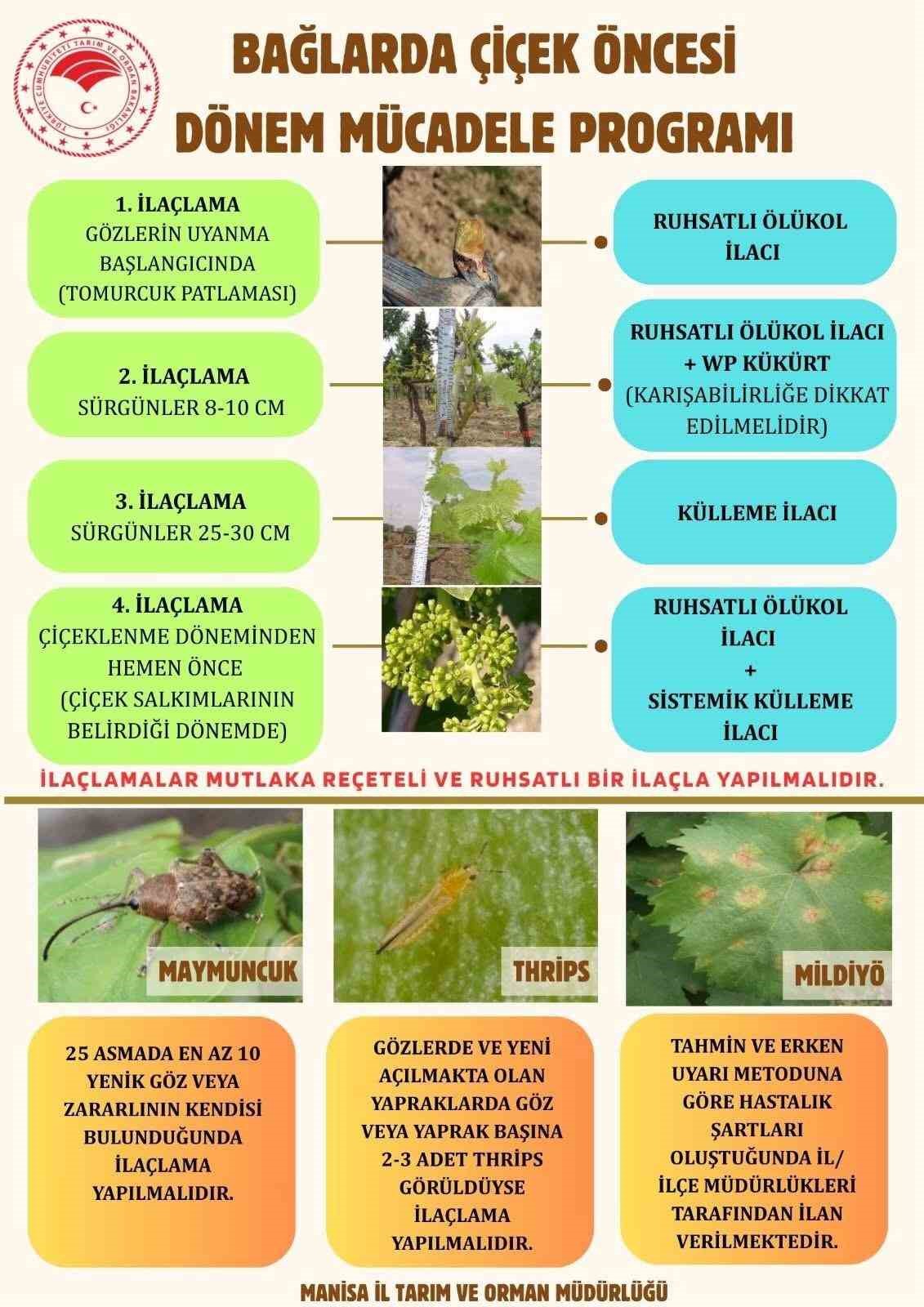 Bağlarda çiçek öncesi ilaçlama programı açıklandı
