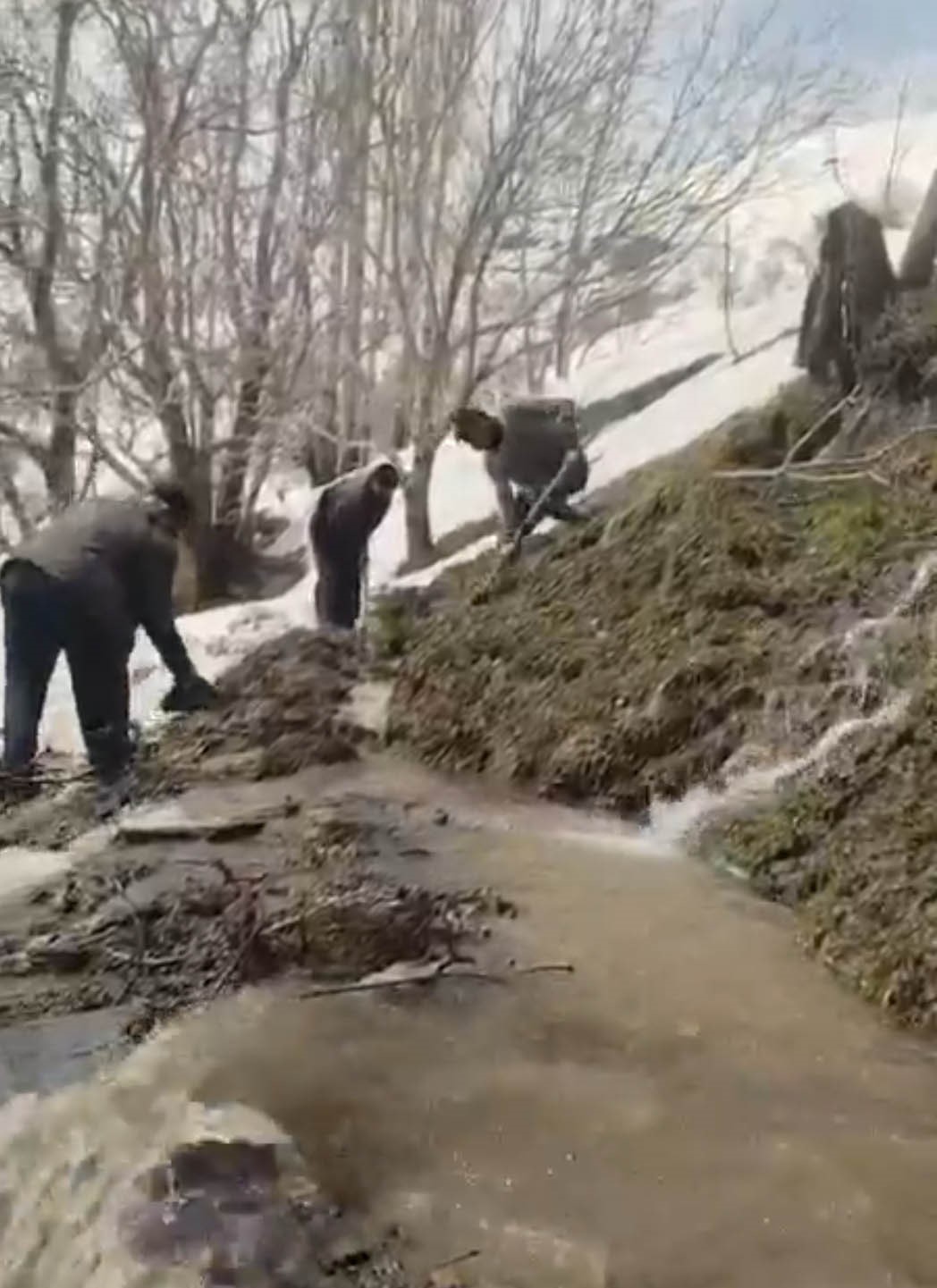 Bahçesaray’da dağlarda kar, mahallede sel
