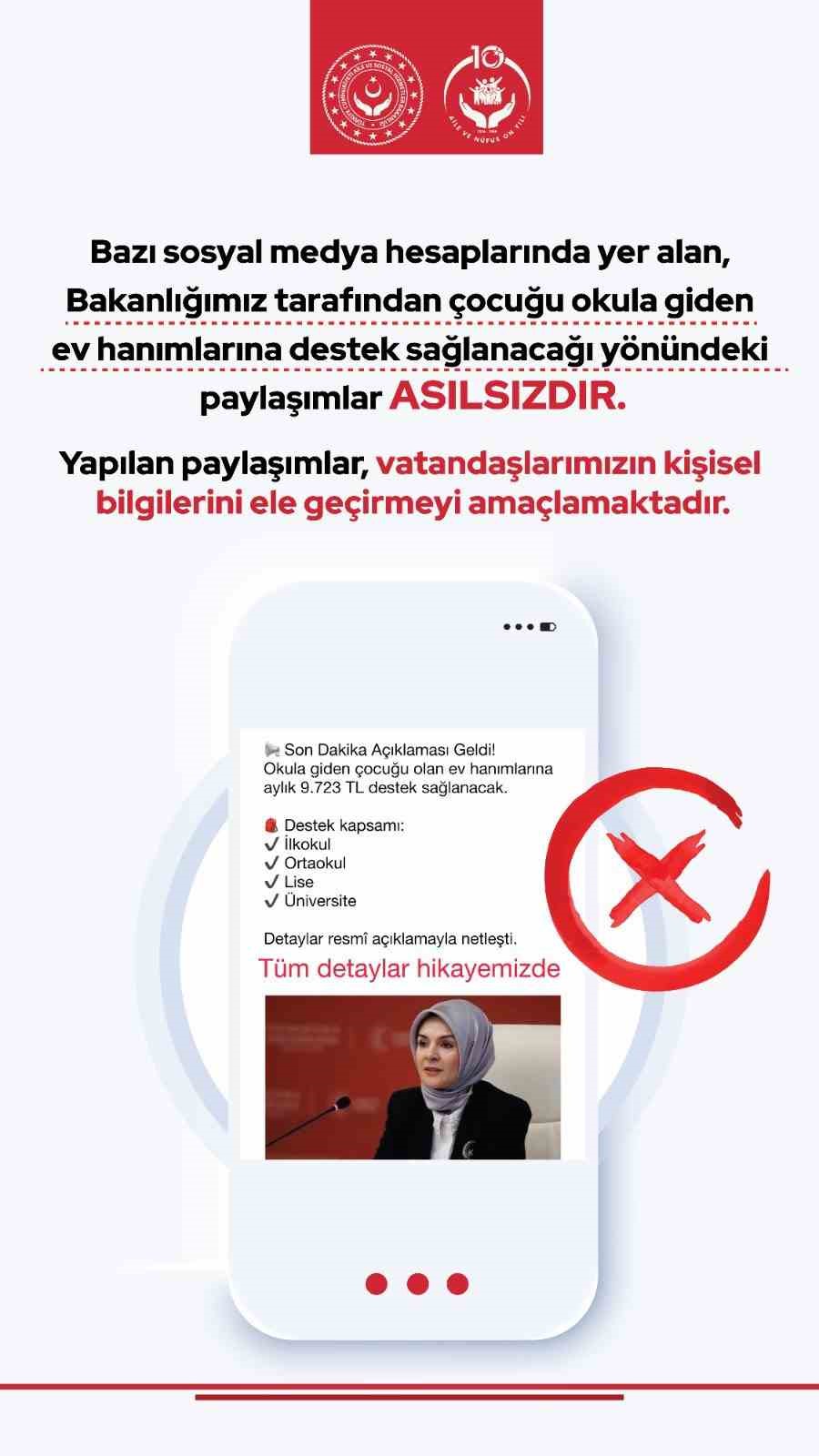 Bakanlıktan ‘sahte yardım’ paylaşımlarına karşı uyarı
