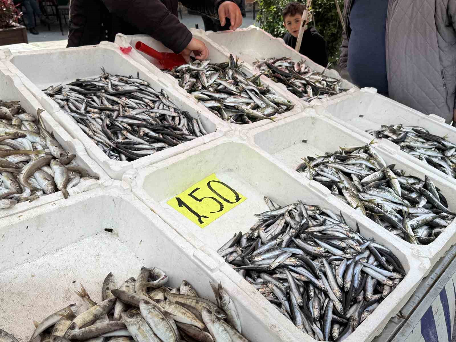 Balık tezgahlarında kıyı balıkçılığı mesaisi
