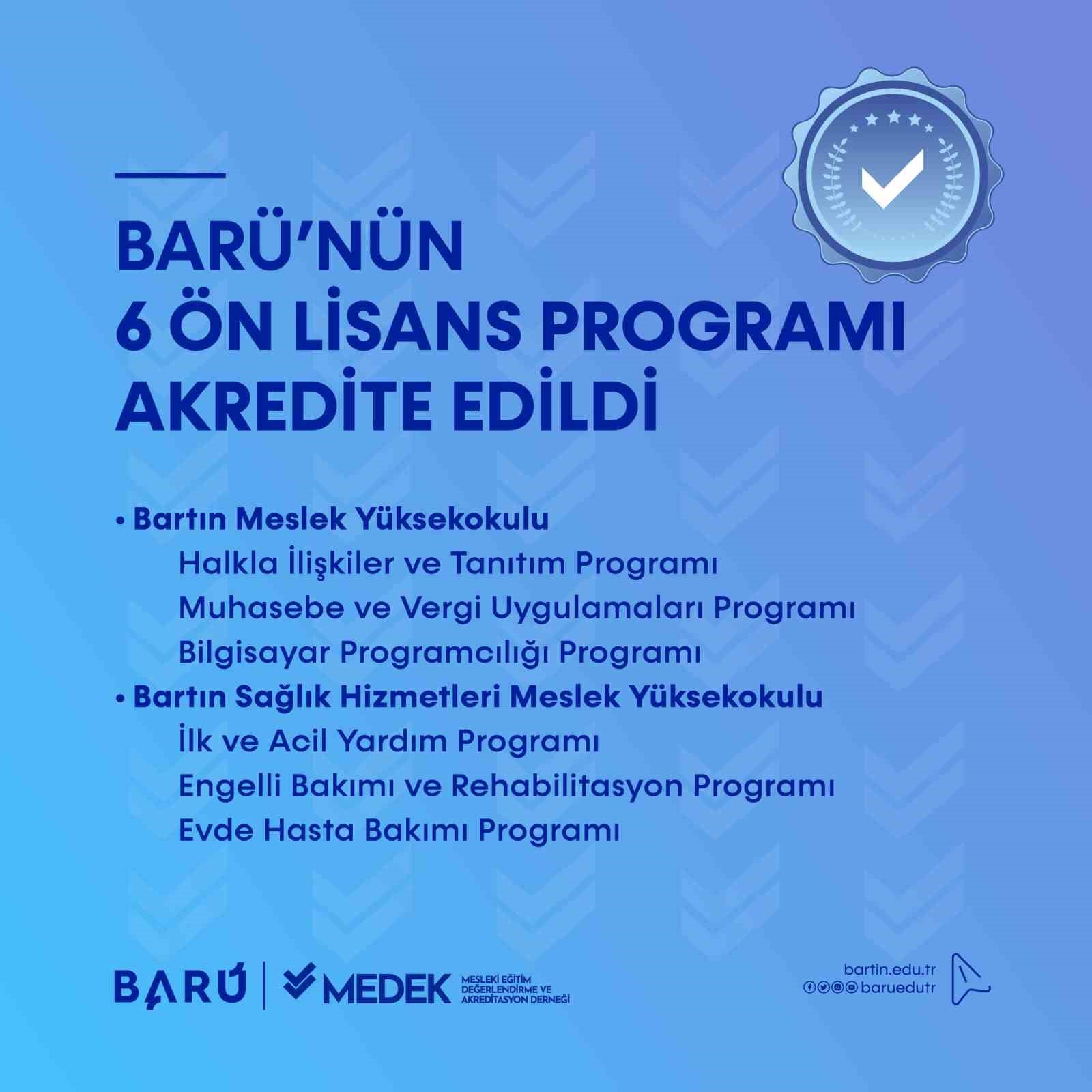 BARÜ’nün 6 ön lisans programı akredite edildi
