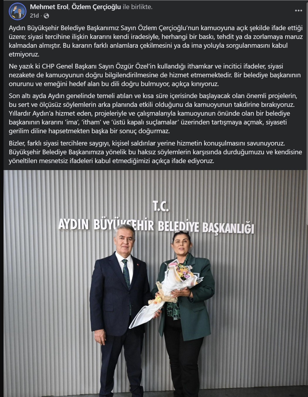 Başkan Erol’dan Çerçioğlu’na destek
Başkan Erol’dan Çerçioğlu’na destek