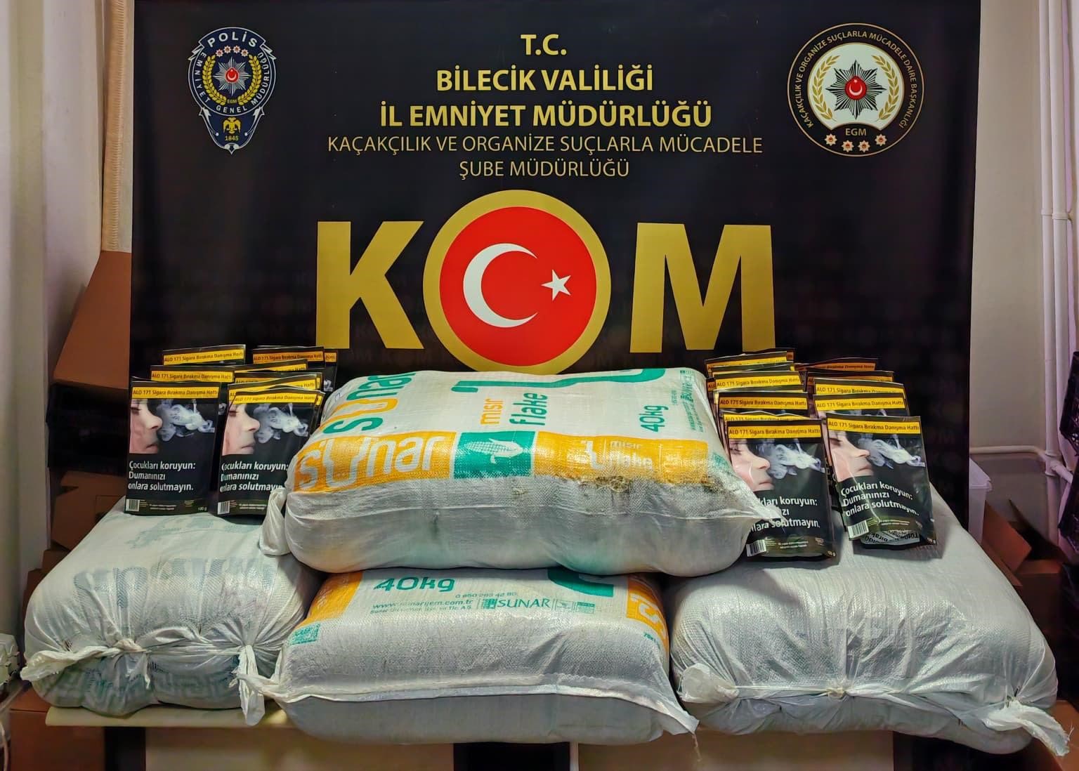 Bilecik’te 123 kilo kaçak tütün ele geçirildi
