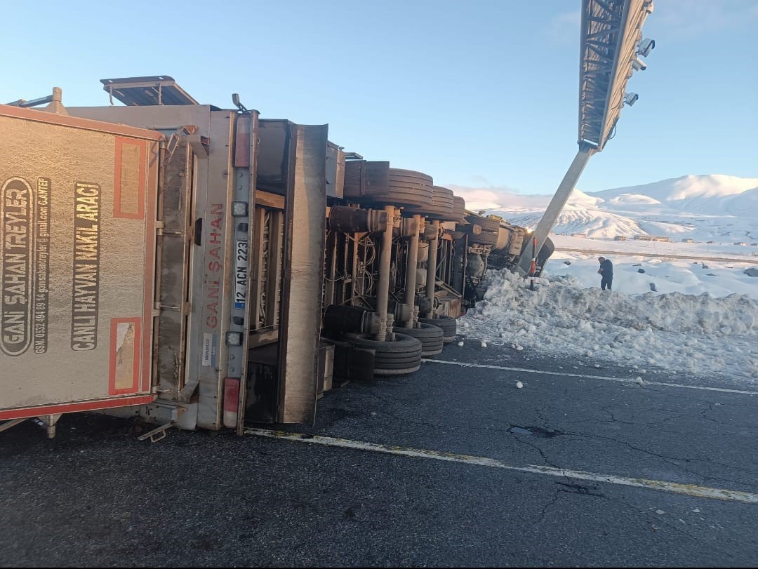 Bitlis’te iki tır devrildi, 1 kişi yaralandı
