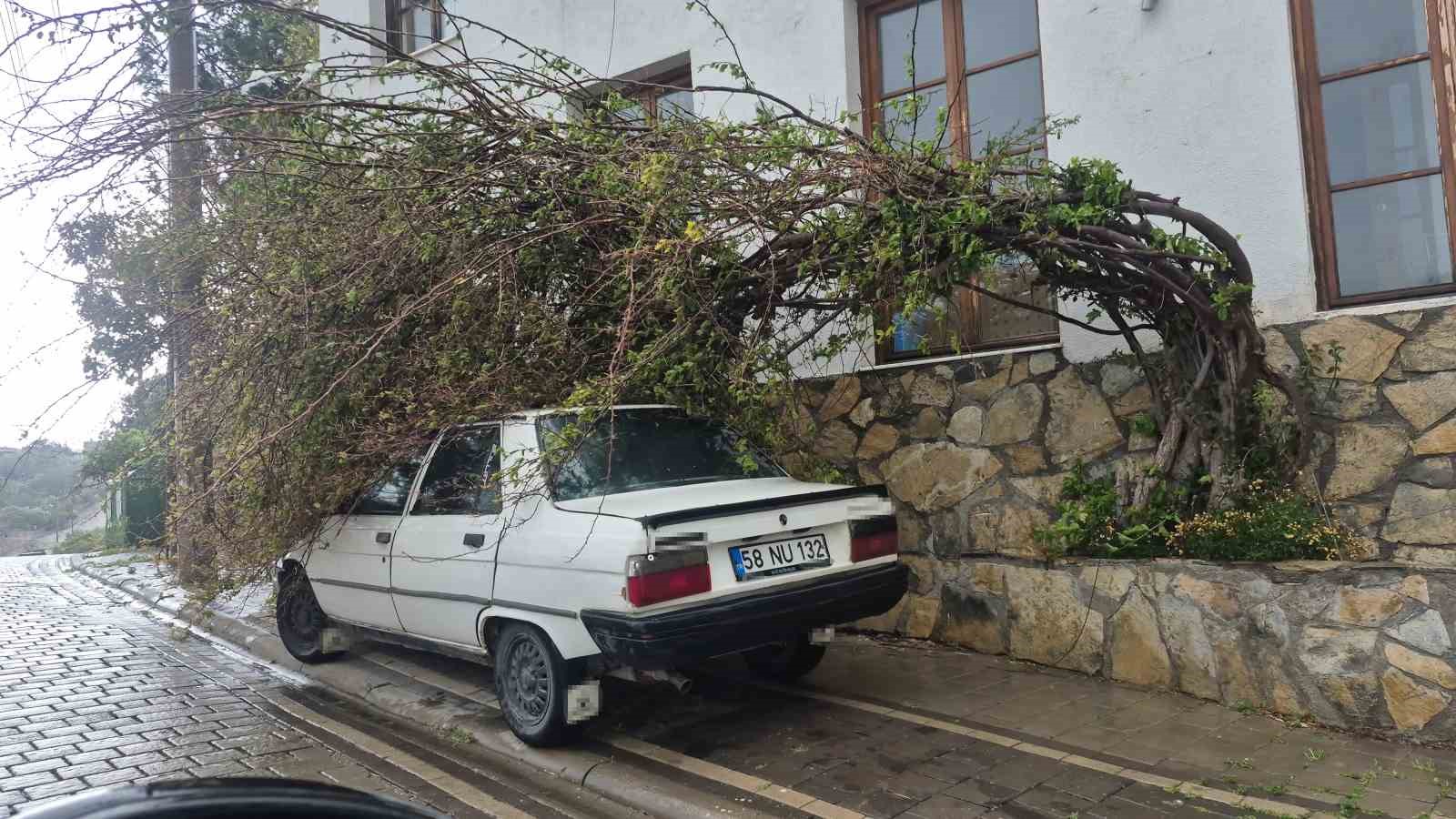 Bodrum’da fırtına etkili oldu, 2 tekne karaya oturdu
