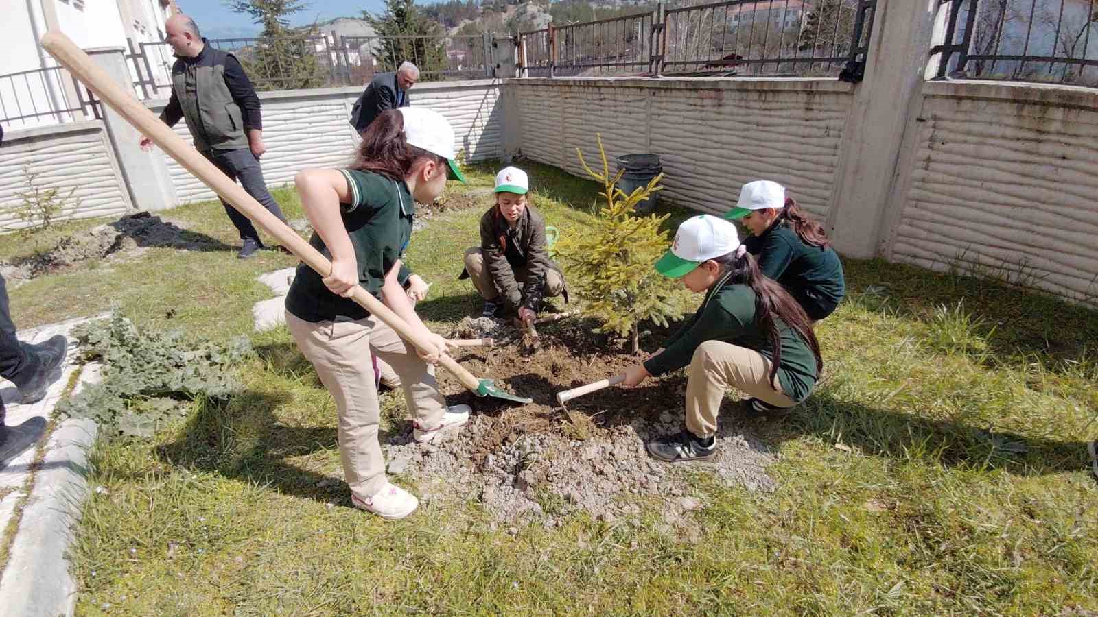 Bolu’da ilkokul öğrencileri fidan dikti
