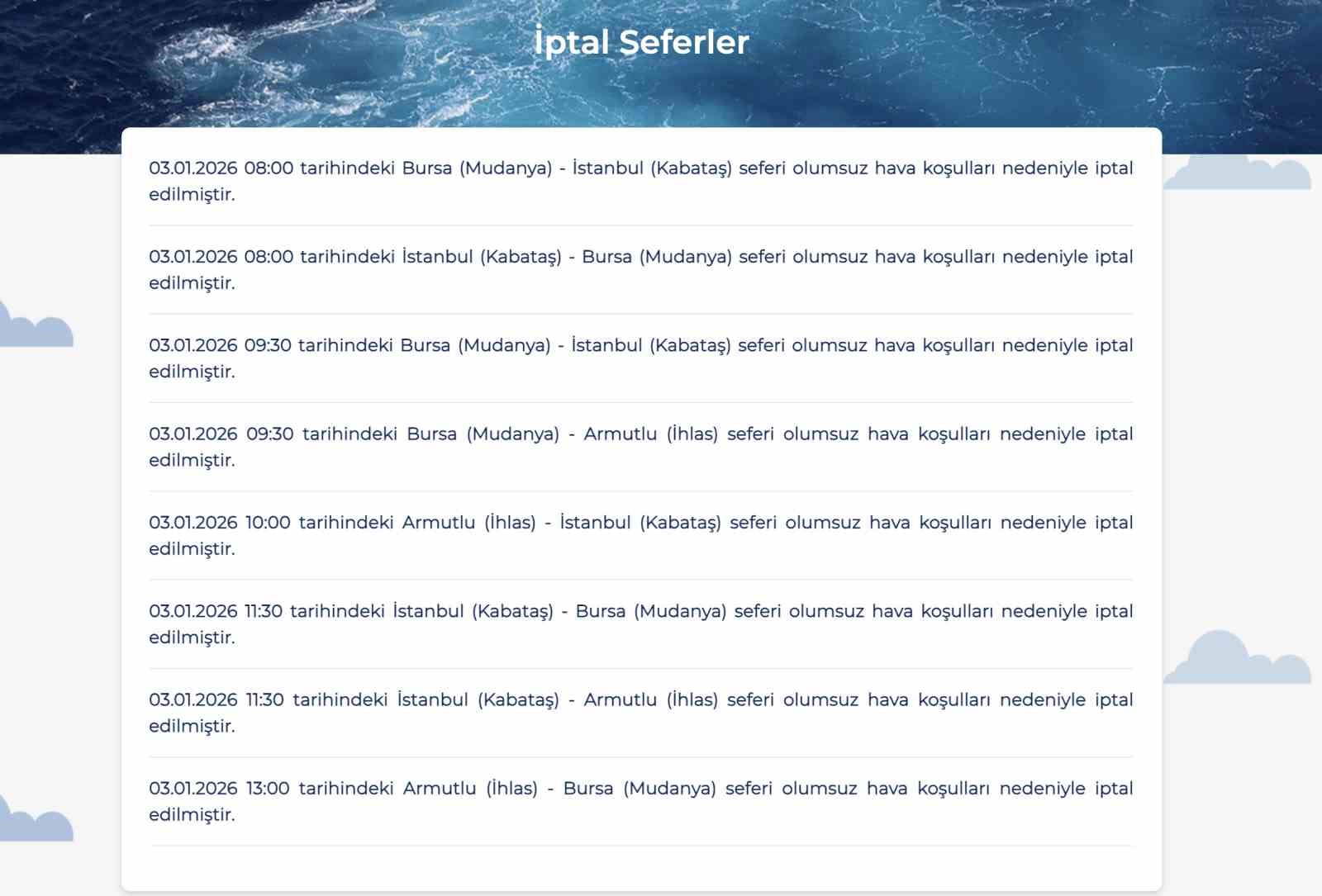 BUDO’da olumsuz hava muhalefeti nedeniyle 8 sefer iptal edildi
