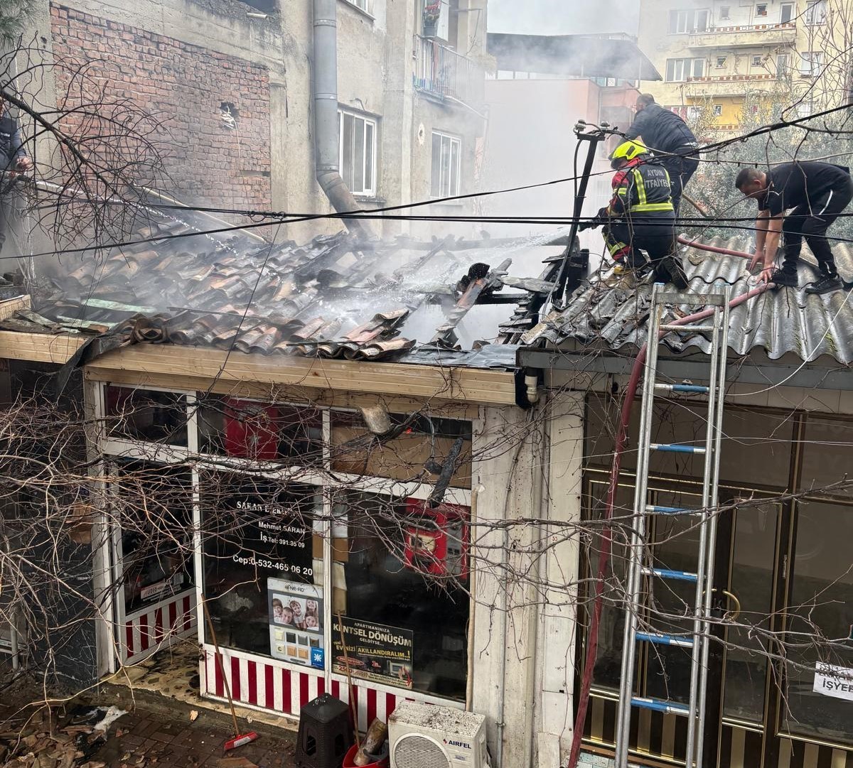 Buharkent’te iş yeri yangını
