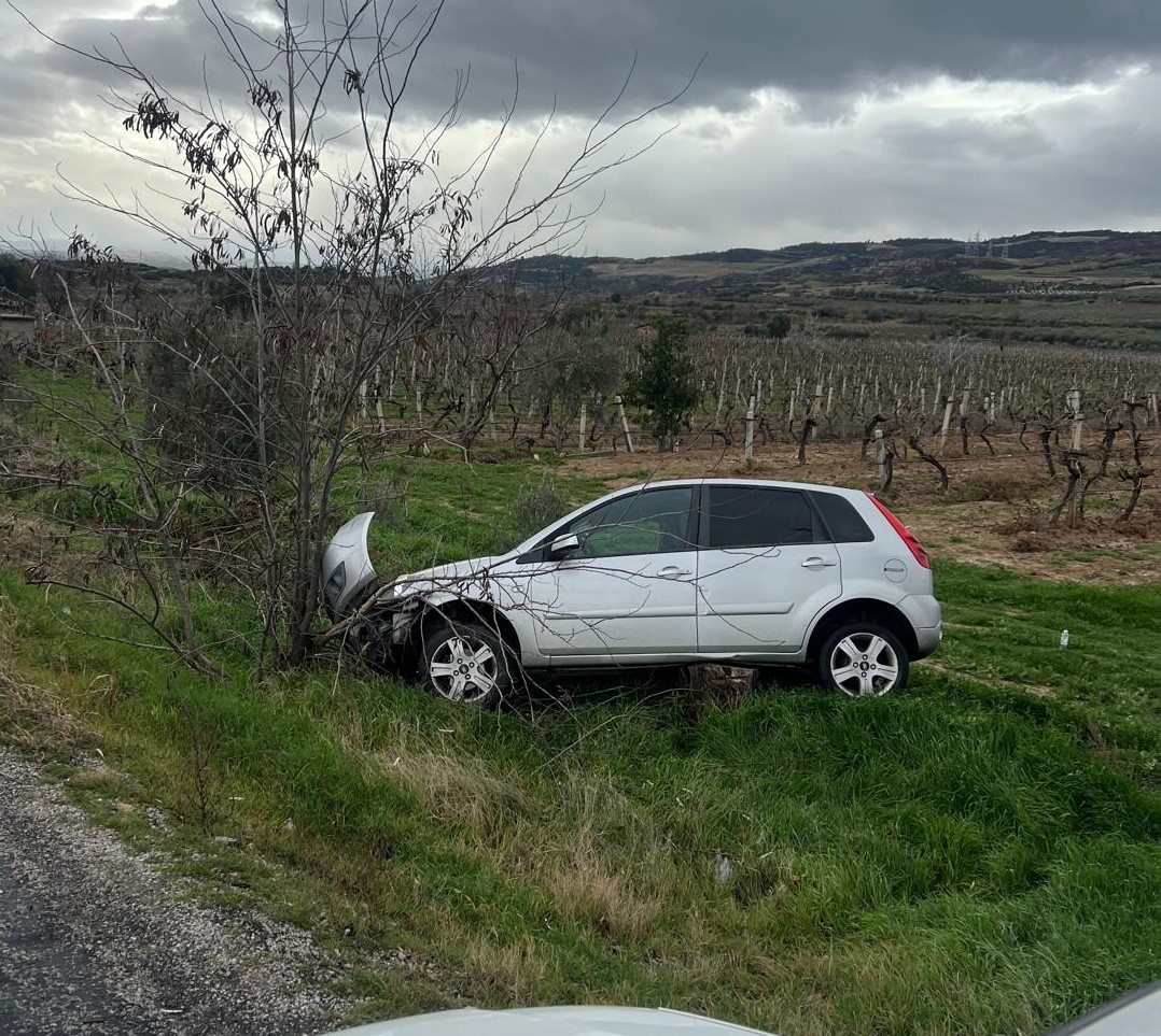 Buldan’da aynı yolda ikinci kaza, otomobil üzüm bağına uçtu
