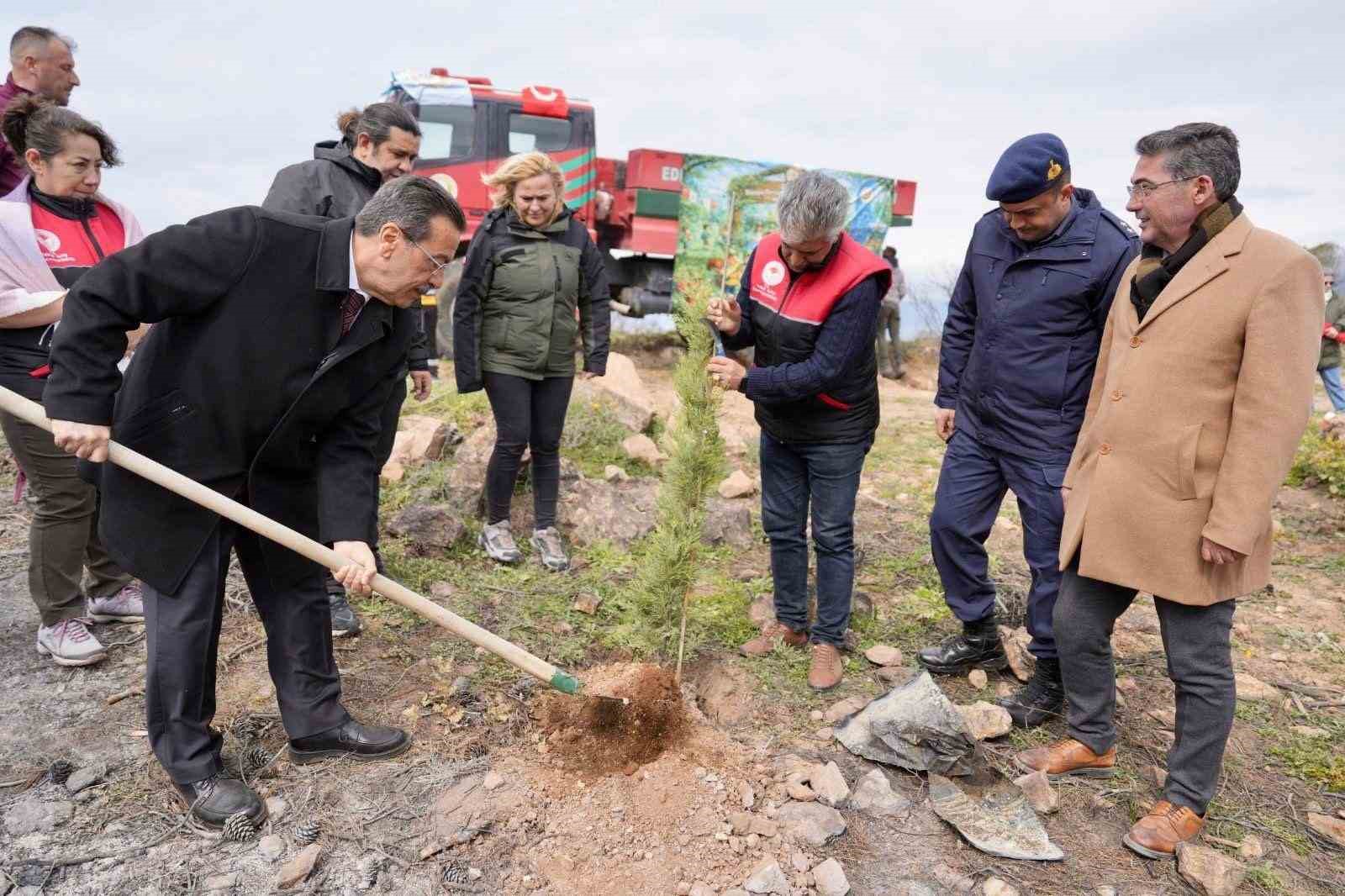 Burhaniye’de 315 fıstıkçamı fidanı toprakla buluşturuldu
