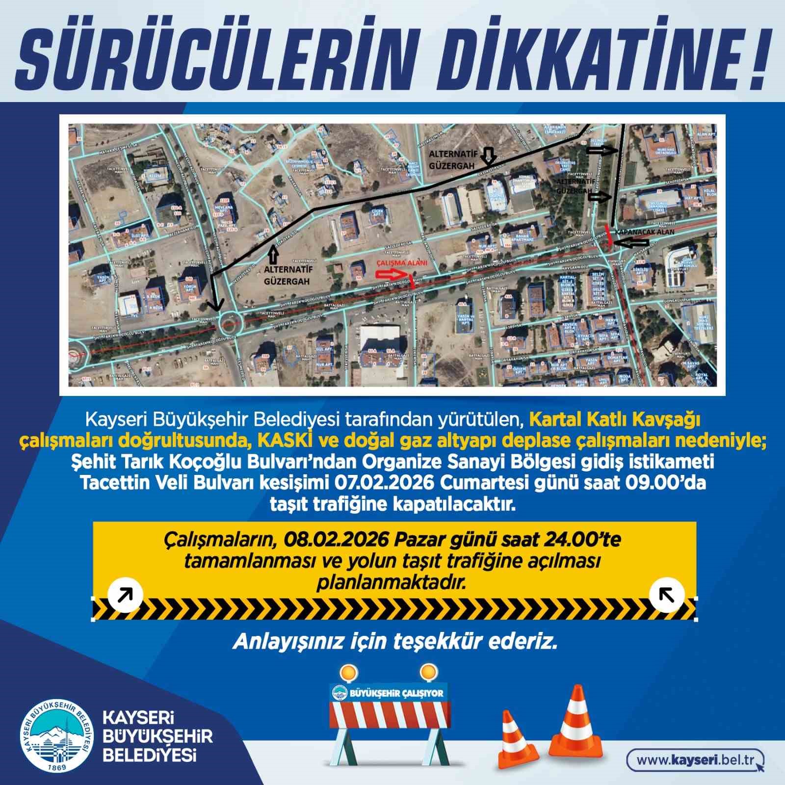 Büyükşehirden sürücülere yol uyarısı
