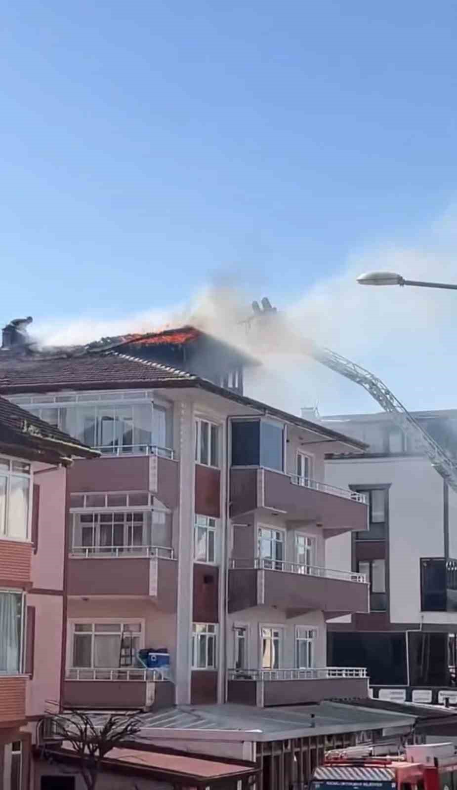 Çatı katı alevlere teslim oldu
