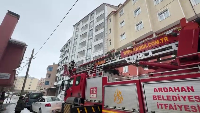 Çatıda mahsur kalan kedi kurtarıldı
