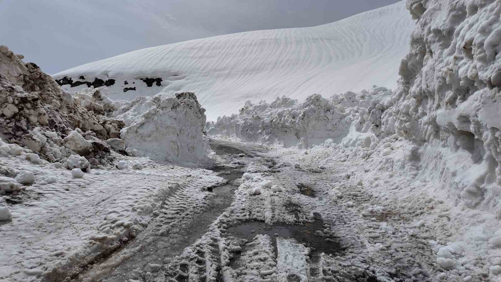 Çığ düşen yolu açma çalışmaları başlatıldı
