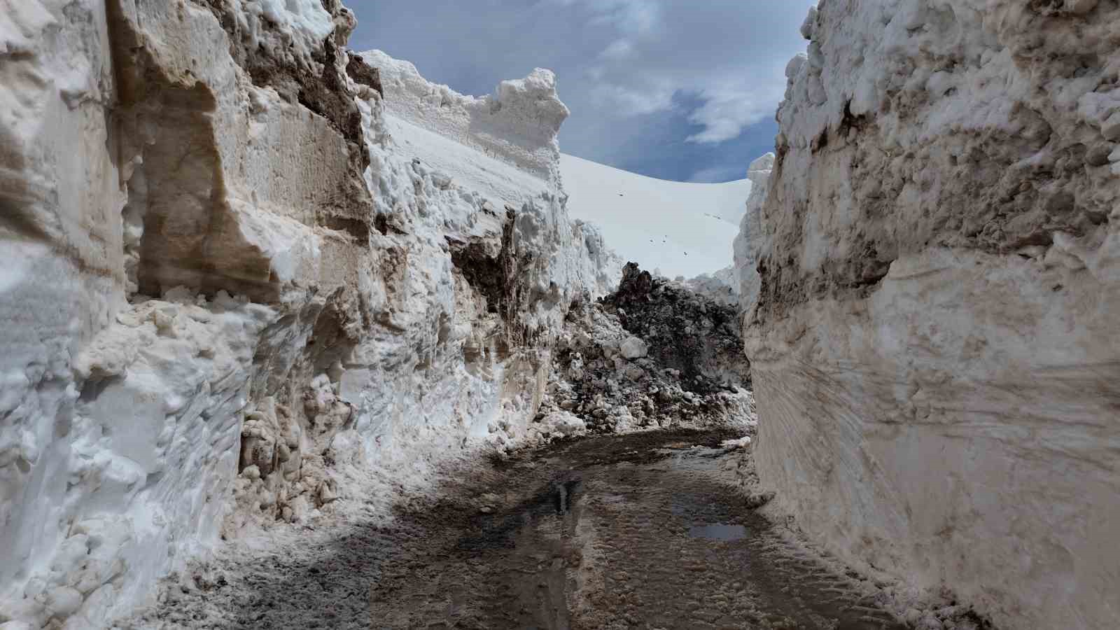 Çığ düşen yolu açma çalışmaları başlatıldı
