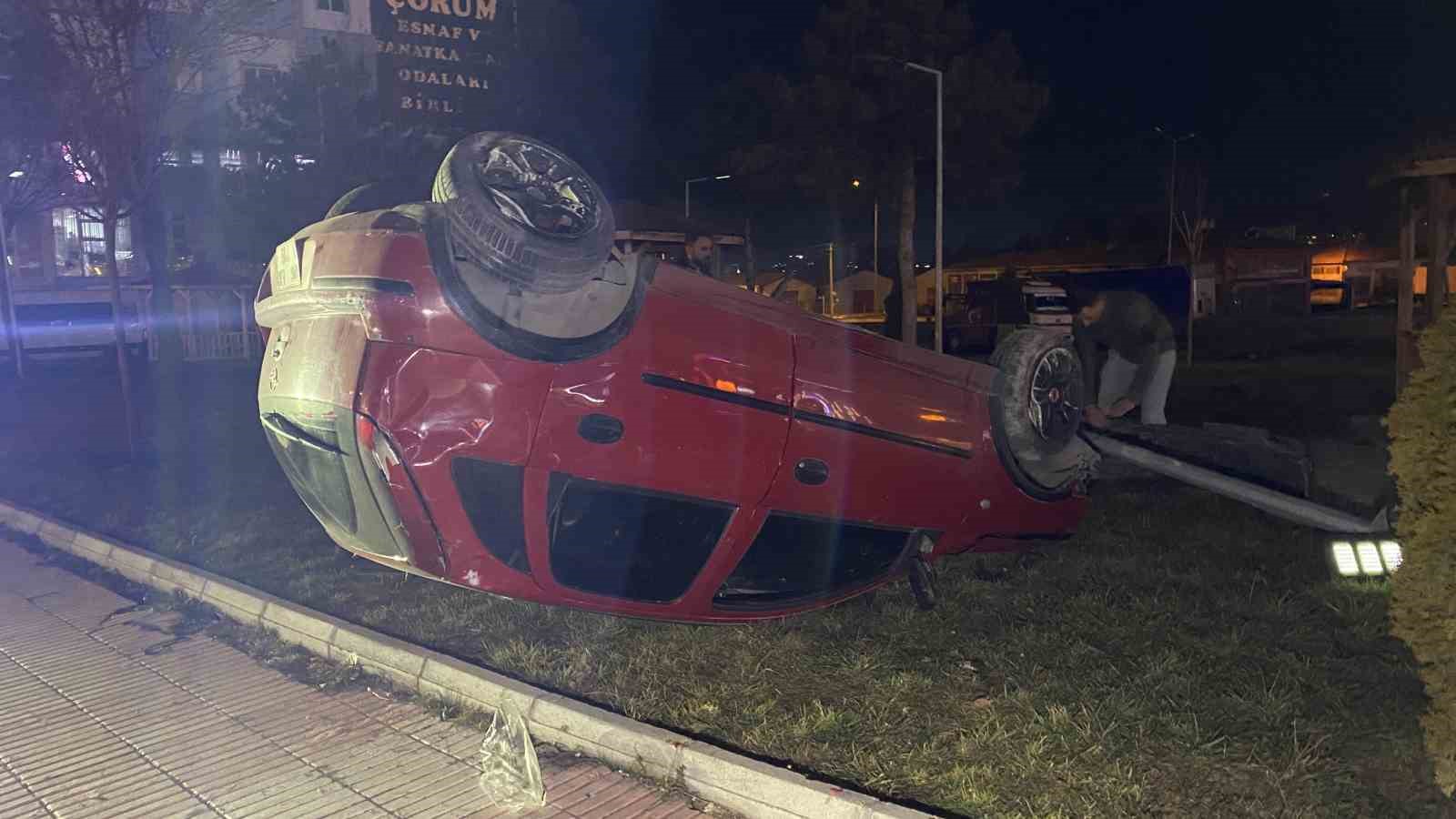 Çorum’da otomobil takla attı: 1 yaralı
