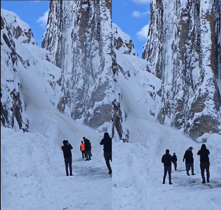 Çukurca yolunda inen çığ görüntülendi
