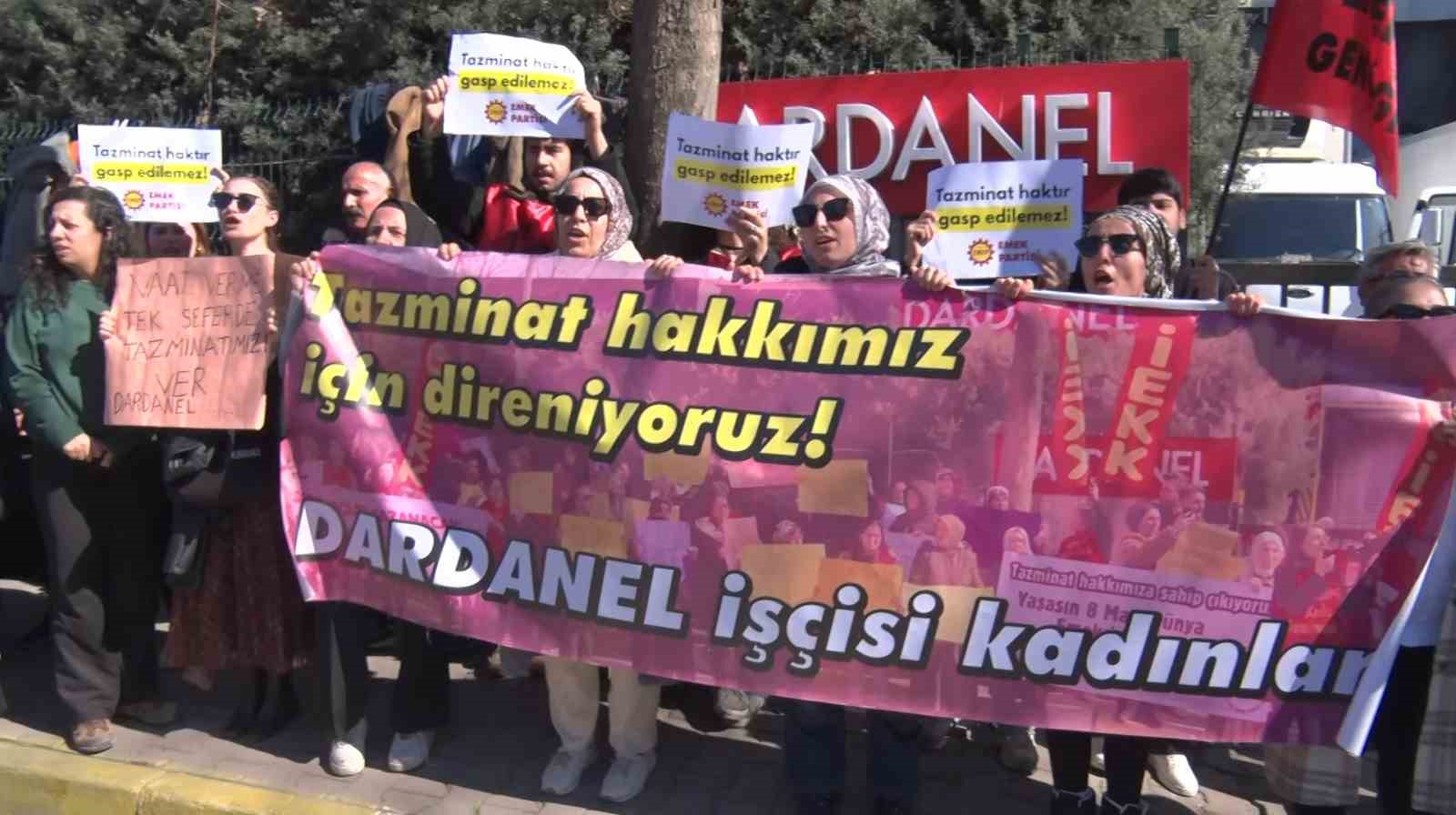 Dardanel’in kadın işçileri eylemde: Taksite bölünen tazminatlar aylardır ödenmedi
