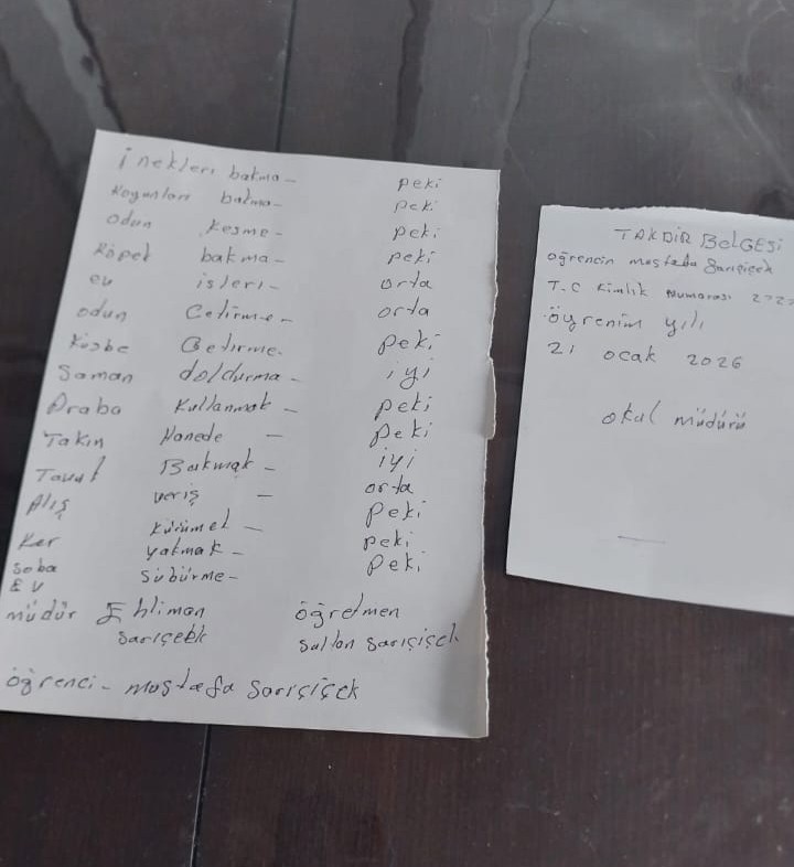 Dededen torunları için teşvik takdirnamesi
