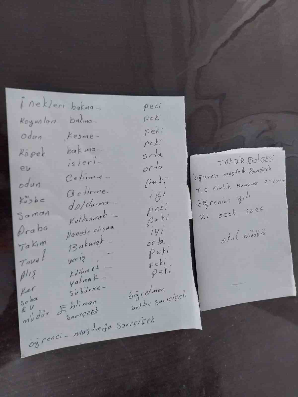 Dededen torunları için teşvik takdirnamesi
