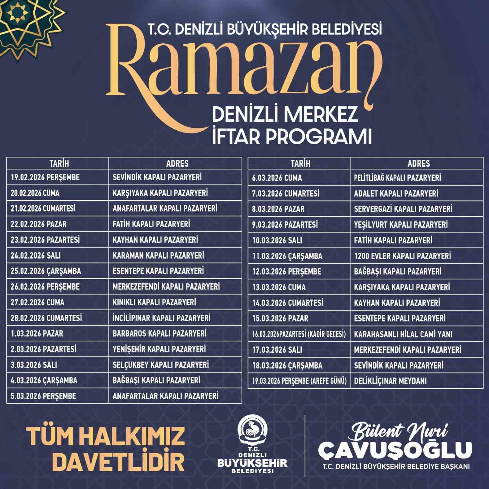 Denizli Büyükşehir 57 ayrı noktada iftar sofrası kuracak
