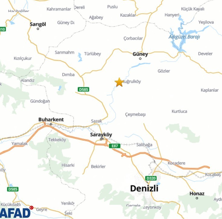 Denizli Güney’de 4.0 büyüklüğünde deprem
