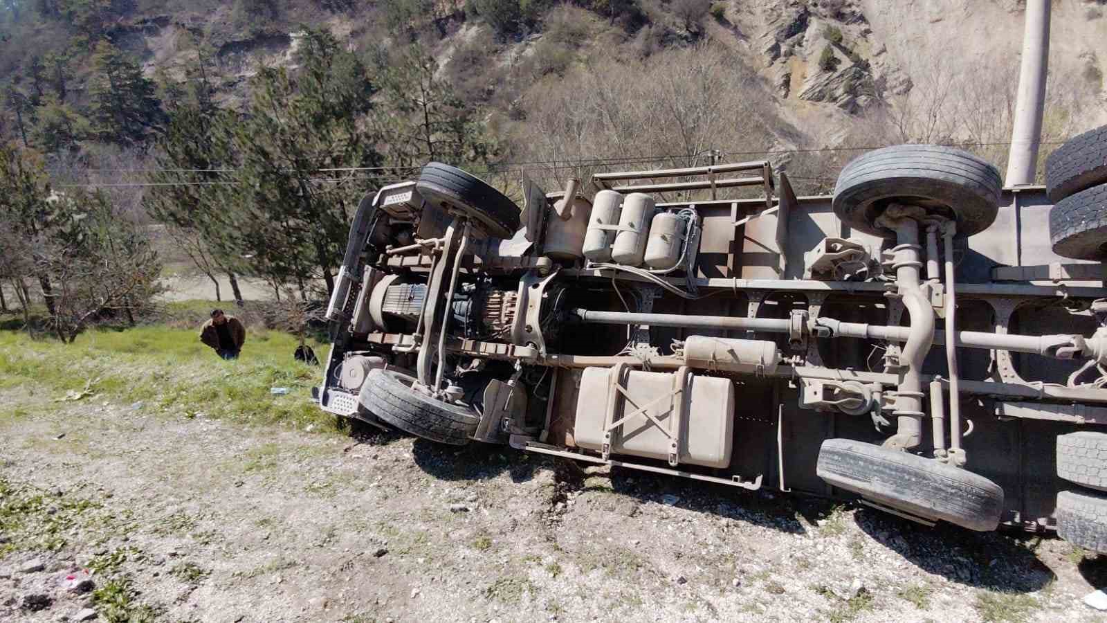 Devrilen kamyondan sürücü kurtuldu, onlarca tavuk telef oldu
