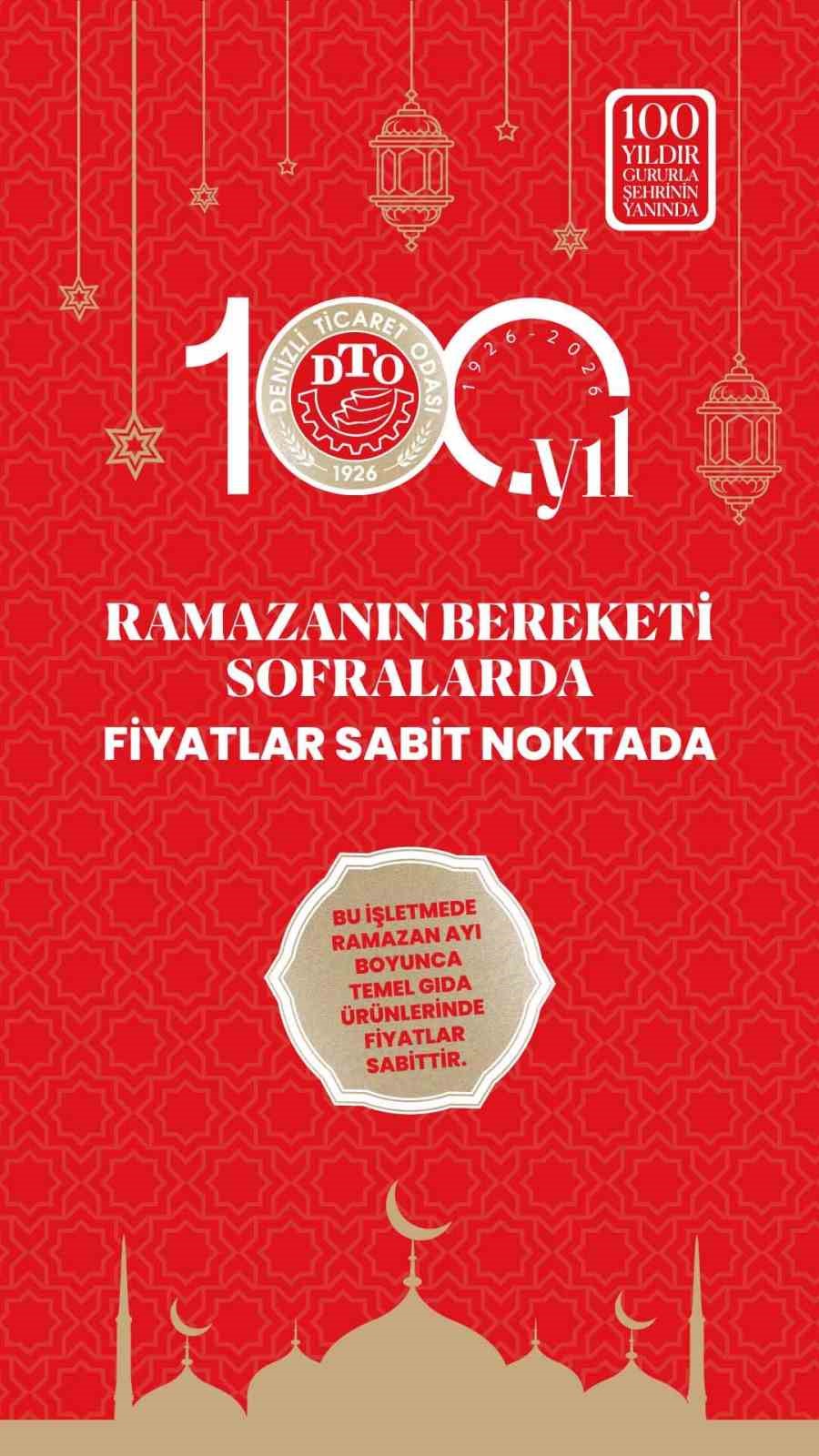 DTO’nun öncülüğünde Denizli’de Ramazan ayında temel gıdada sabit fiyat uygulaması başlatıldı
DTO’nun öncülüğünde Denizli’de Ramazan ayında temel gıdada sabit fiyat uygulaması başlatıldı
