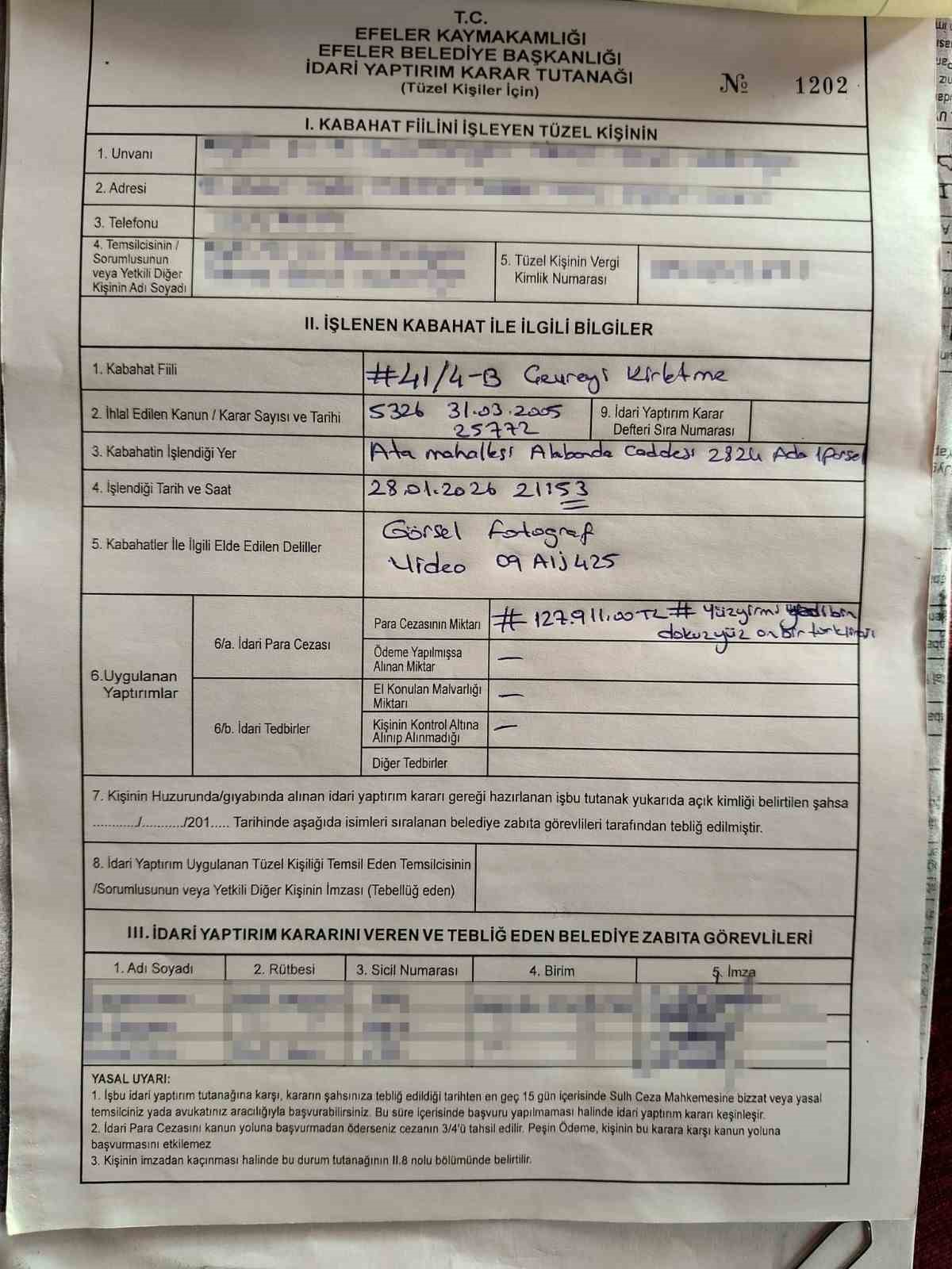 Efeler Belediyesi çevreyi kirletenleri affetmedi
