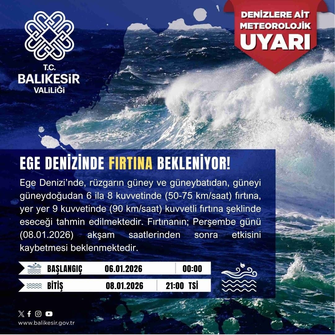 Ege Denizi için fırtına uyarısı
