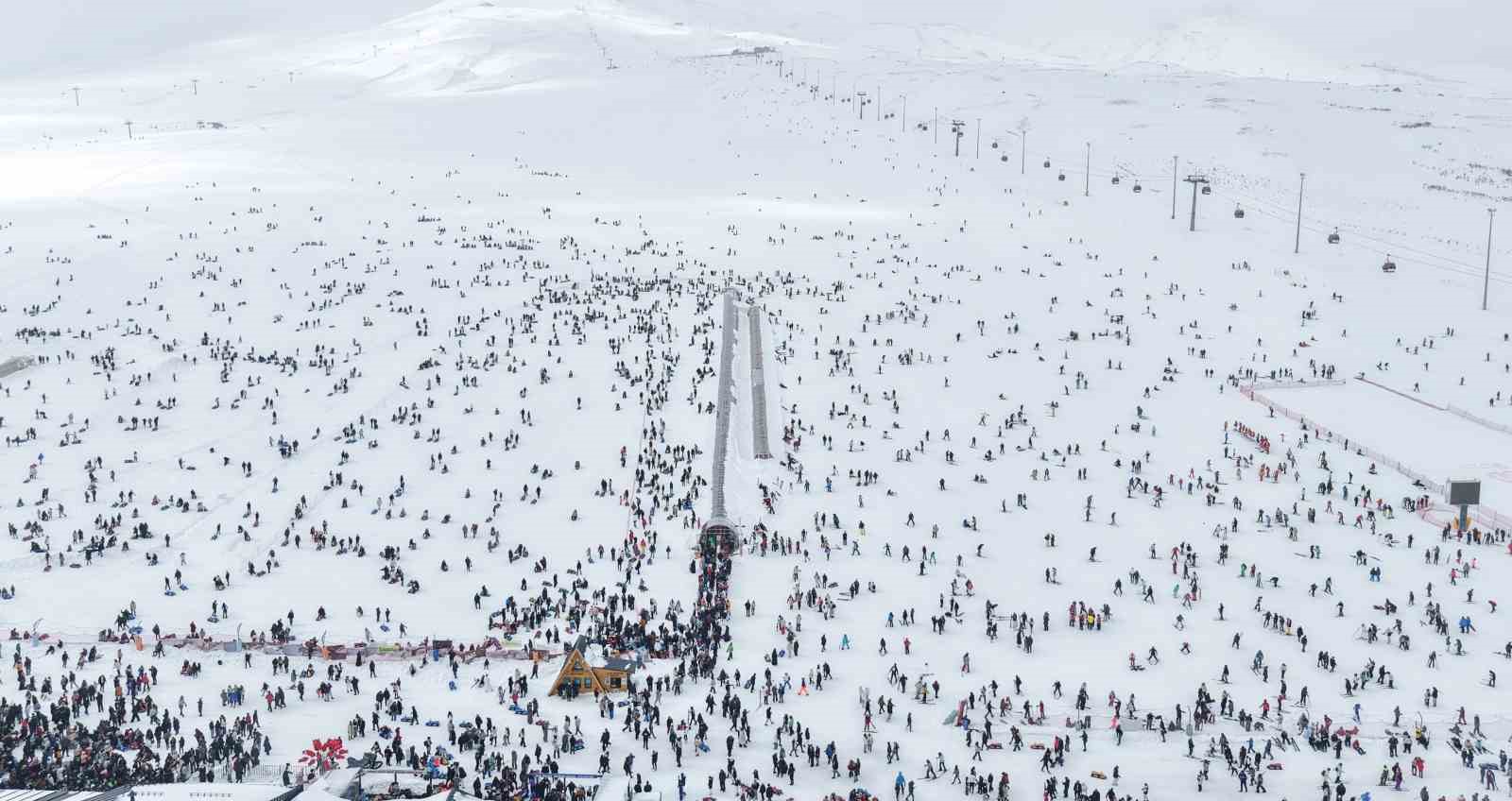 Erciyes’te hafta sonu pistler kayakçılarla doldu
