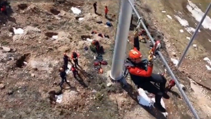 Ergan Dağı’nda teleferik kurtarma tatbikatı
