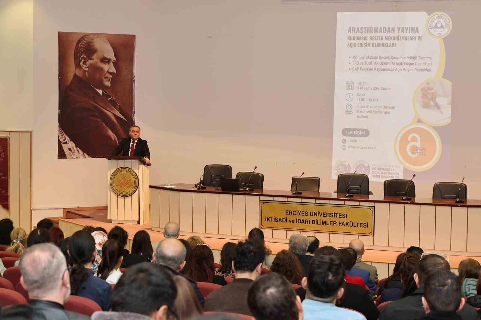 ERÜ’de ‘Araştırmadan Yayına Kurumsal Destek Mekanizmaları ve Açık Erişim Olanakları’ anlatıldı
ERÜ’de ‘Araştırmadan Yayına Kurumsal Destek Mekanizmaları ve Açık Erişim Olanakları’ anlatıldı