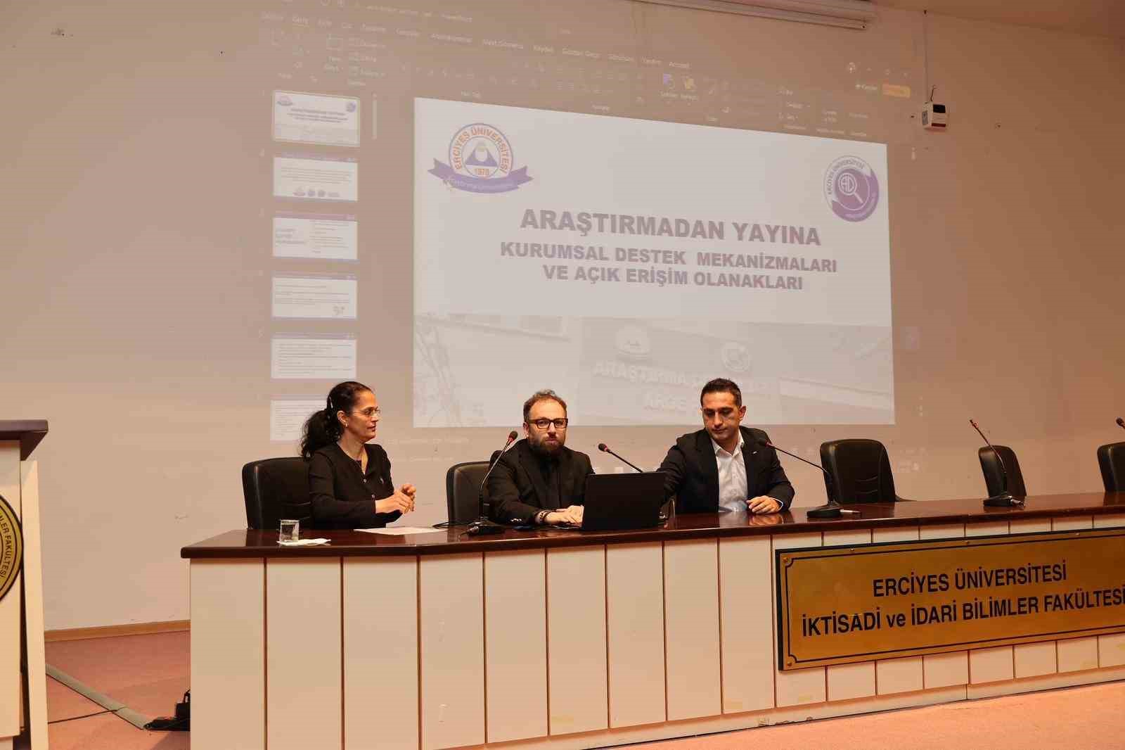 ERÜ’de ‘Araştırmadan Yayına Kurumsal Destek Mekanizmaları ve Açık Erişim Olanakları’ anlatıldı
ERÜ’de ‘Araştırmadan Yayına Kurumsal Destek Mekanizmaları ve Açık Erişim Olanakları’ anlatıldı