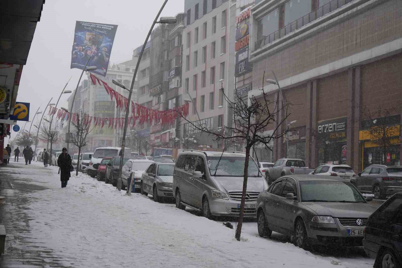 Erzurum’da kar yağışı etkili oluyor
