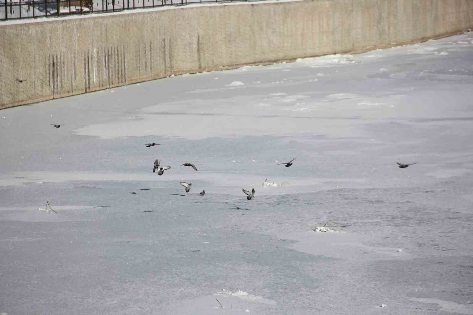 Eski kışlar geri geldi, Kızılırmak’ın yüzeyi kısmen dondu
