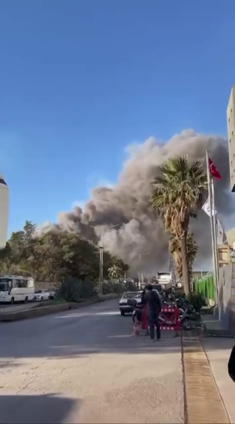 Fabrikada yaşanan patlamayla yükselen duman paniğe neden oldu
