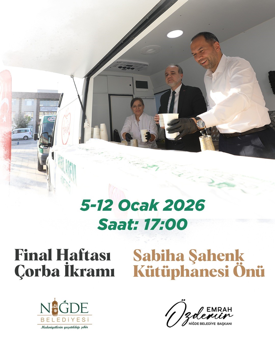 Final haftasında içleri ısıtan çorba ikramı Niğde Belediyesi’nden
Final haftasında içleri ısıtan çorba ikramı Niğde Belediyesi’nden
