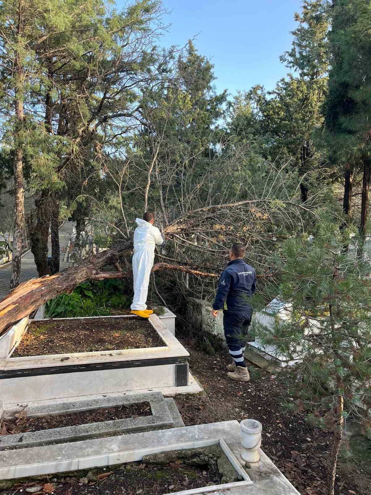 Fırtınadan zarar gören mezarlıklar onarılıyor
