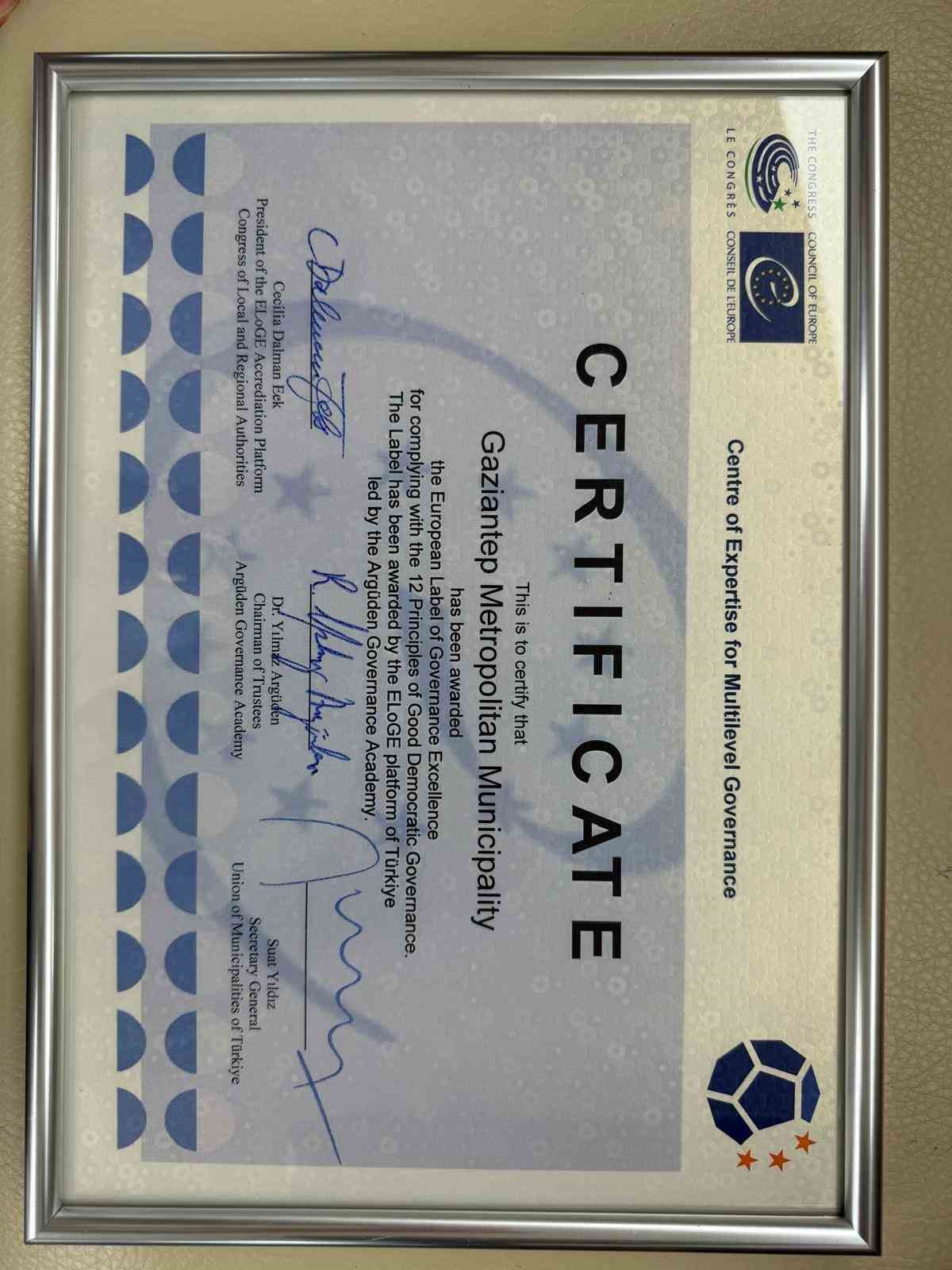 Gaziantep Büyükşehir’e Avrupa’dan yönetişim ödülü
Gaziantep Büyükşehir’e Avrupa’dan yönetişim ödülü