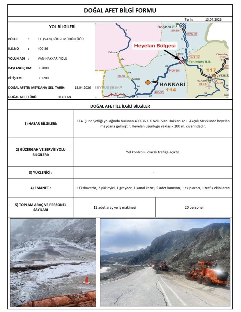 Hakkari yolundaki heyelan 200 metre uzunluğundaki alanı etkiledi
Hakkari yolundaki heyelan 200 metre uzunluğundaki alanı etkiledi