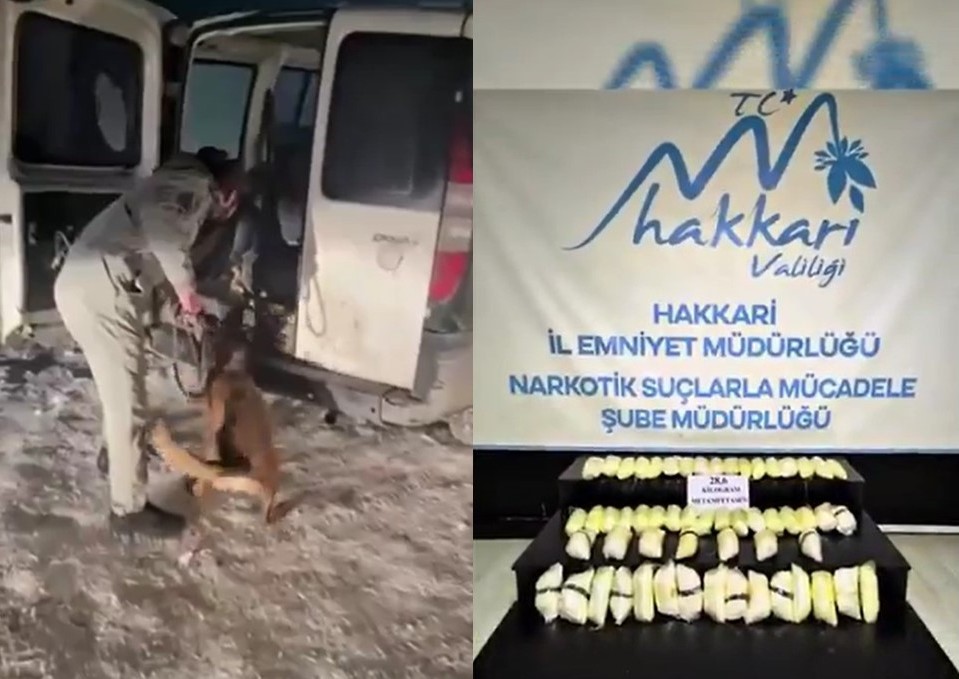 Hakkari’de 28 kilo 600 gram gelen metamfetamin ele geçirildi
