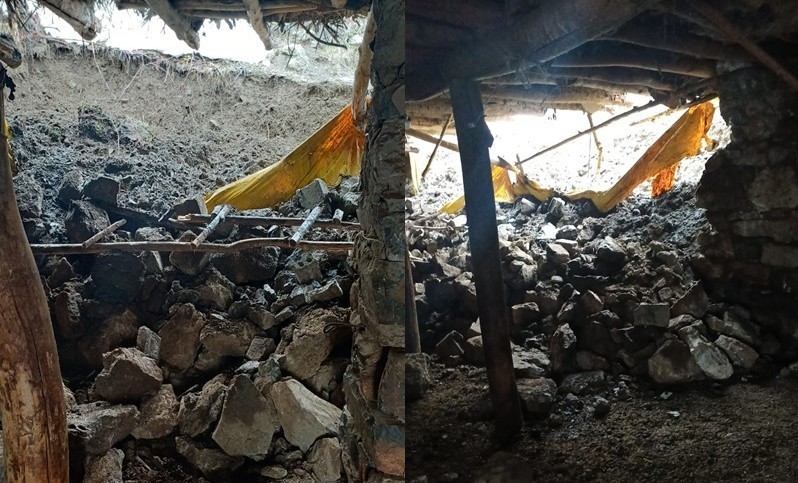 Hakkari’de yağış nedeniyle ahır çöktü
