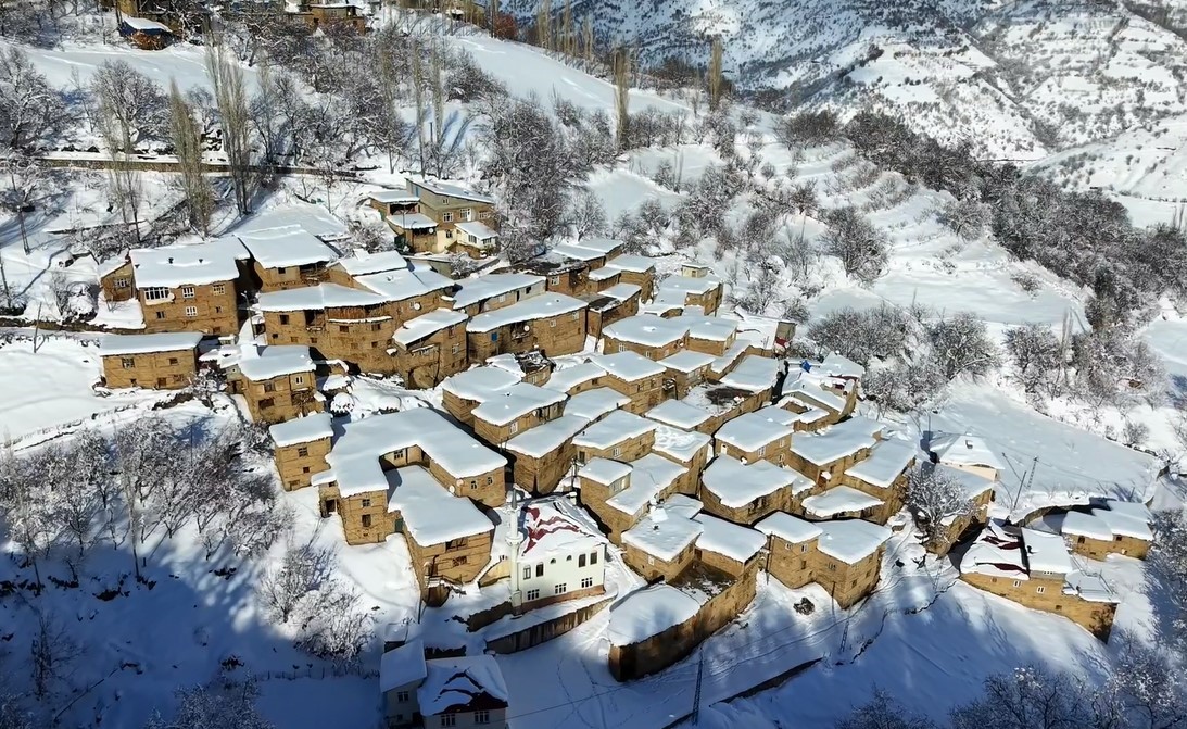 Hizan’ın taş evleri kar altında kartpostallık görüntüler oluşturdu
