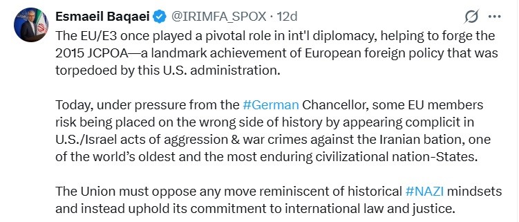 İran: "Avrupa Birliği, uluslararası hukuka bağlılığını sürdürmeli"
